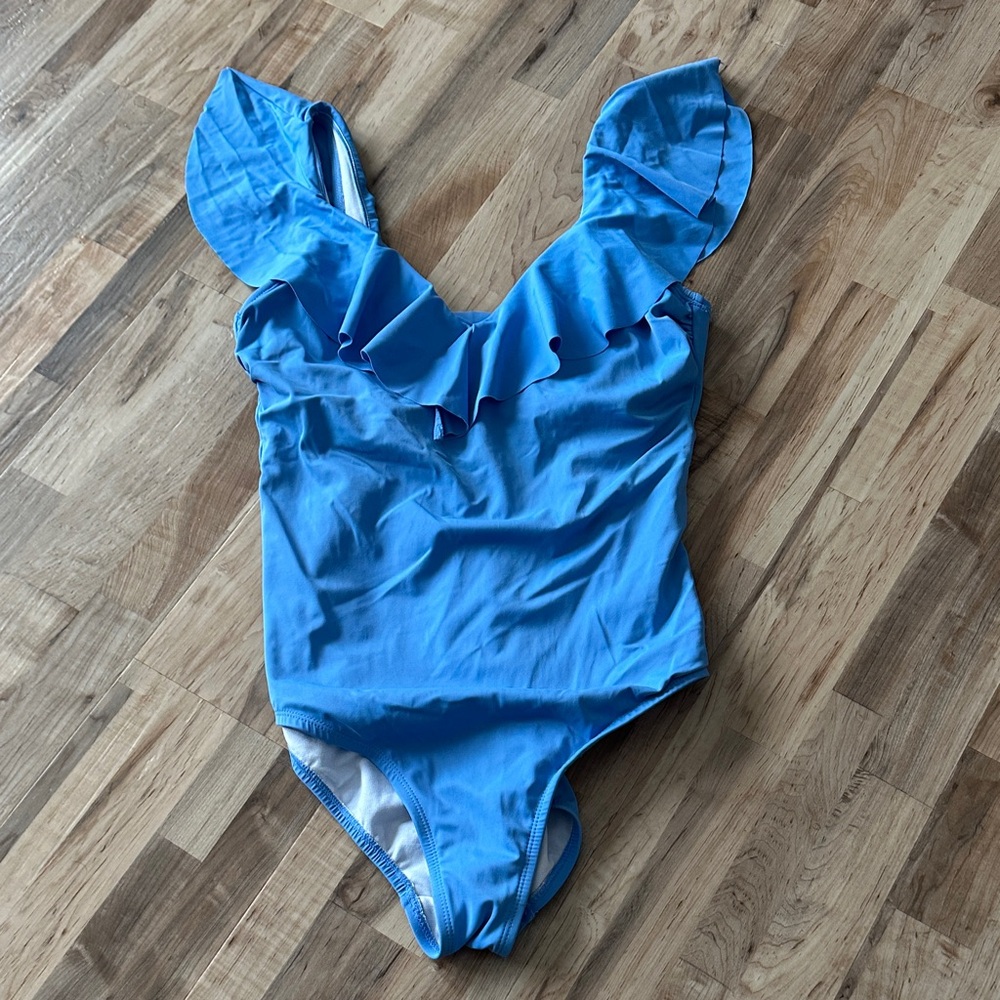 Blue Ruffled One-Piece Swimsuit